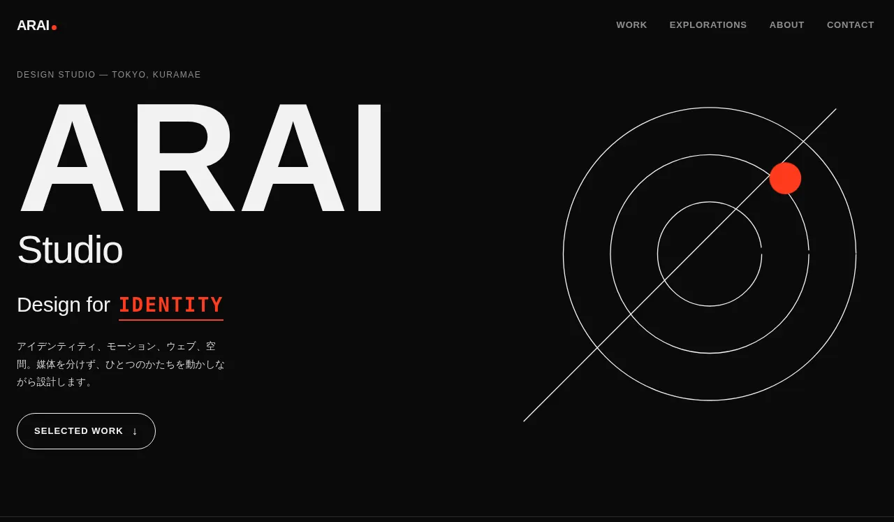 ARAI Studio のトップ画面